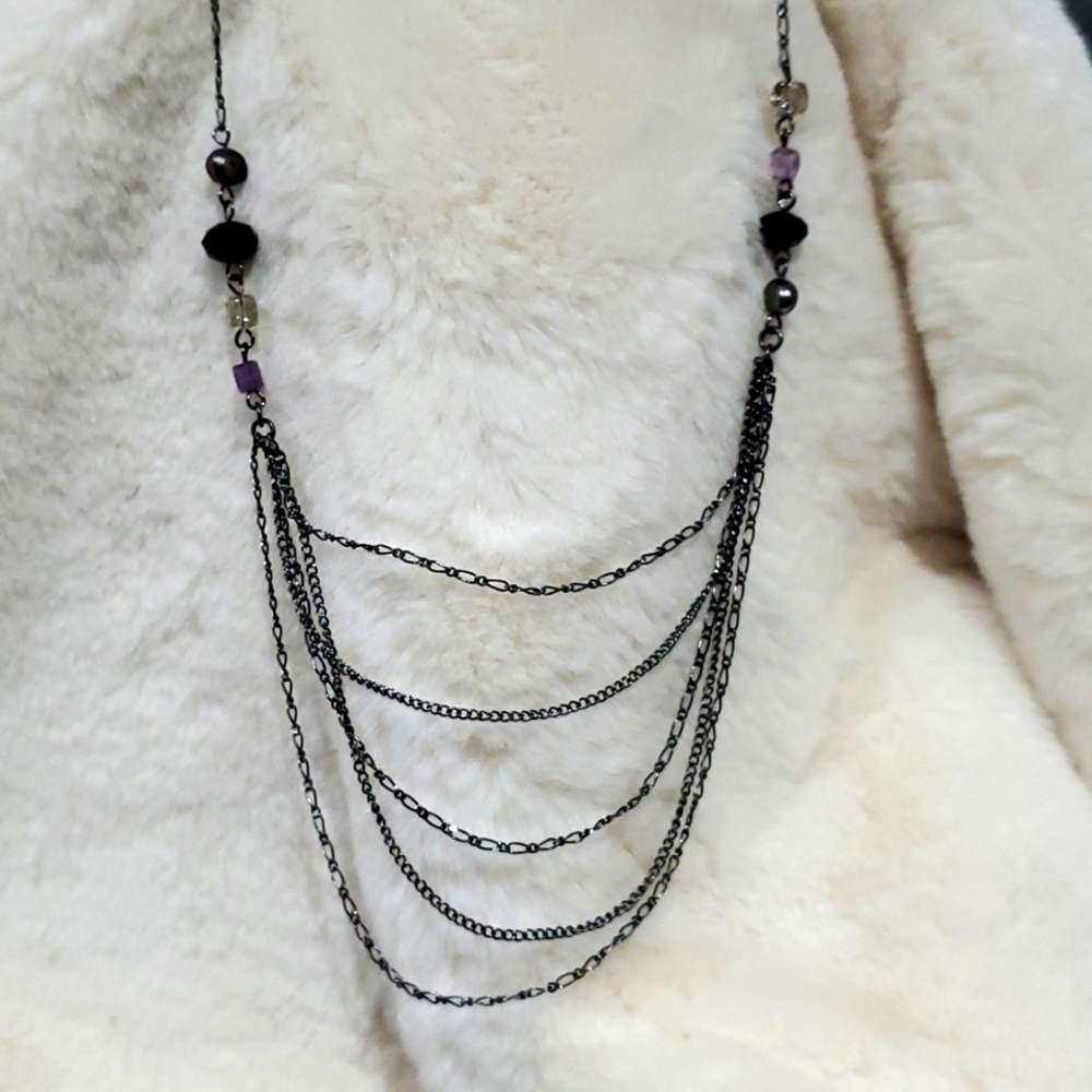 J. JILL MULTISTRAND PURPLE BLACK NECKLACE
